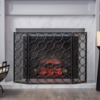 NicBex Lattice Fireplace Screen Fireplace Cover Large Double Panel with Hinged Doors for Living Room