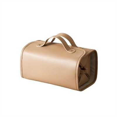 Portable 4-in-1 Foldable Cosmetic Bag - Large Capacity, Waterproof Travel Makeup Organizer with Detachable Design（Brown）