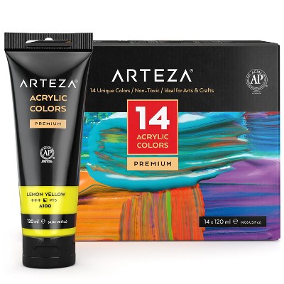 Arteza Premium Acrylic Artist Paint Set, 120ml Tubes - 14 Pack (ARTZ-8154)