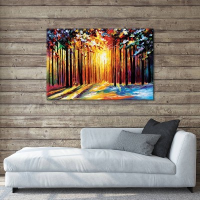 26" x 40" Vibrant Forest Sunrise Canvas Wall Art