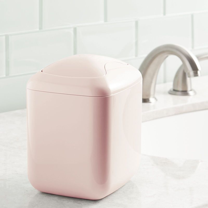 mDesign Mini Trash Can with Swing Lid for Bath Vanity, 2 of 8