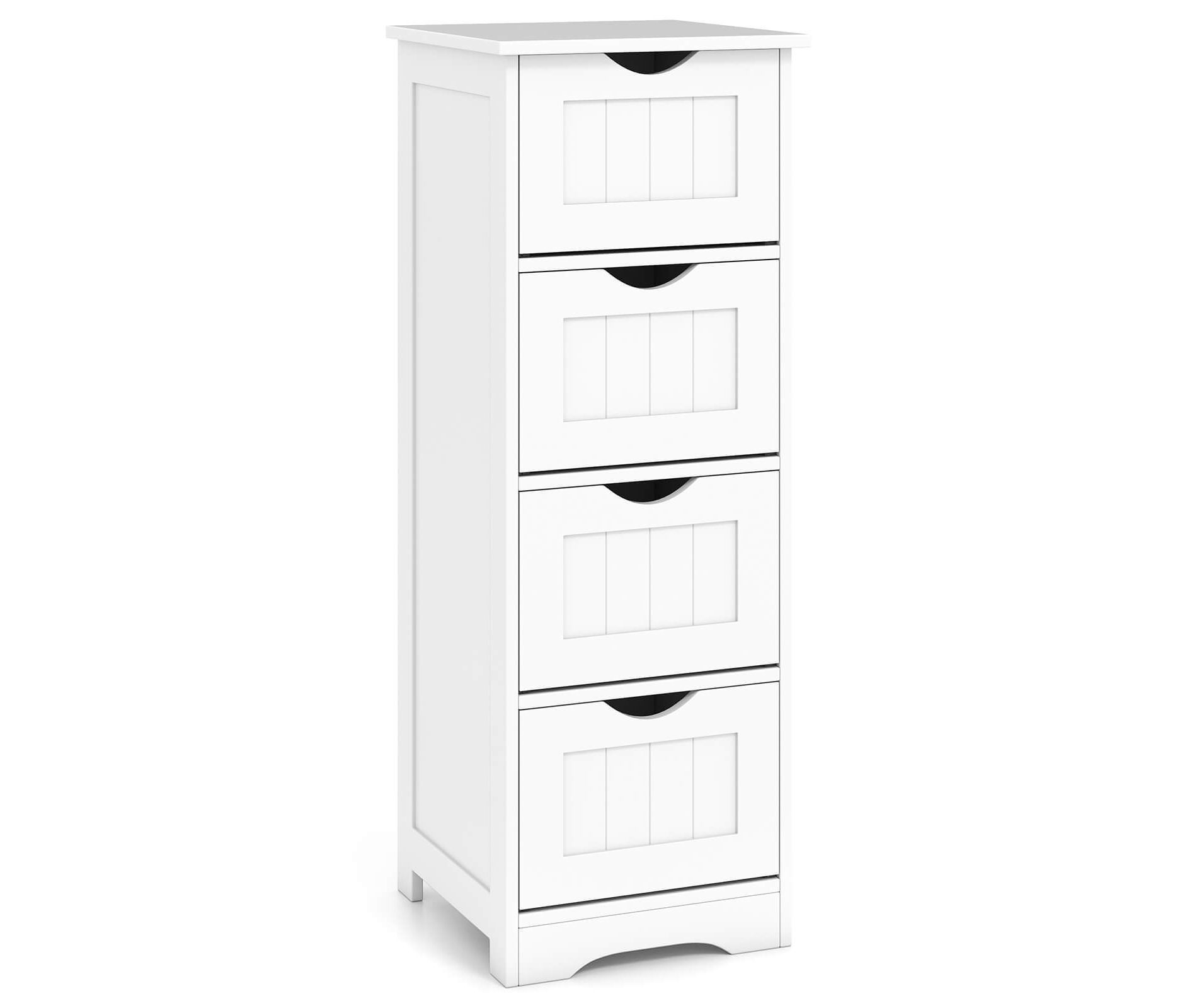 Costway Bathroom Floor Storage Cabinet Free Standing 4 Drawers White