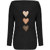 Coolmee Women's Long Sleeve Shirts Fashion Fold Skew Collar Heart Print Blouse Casual Slim T Shirts - 2 of 4