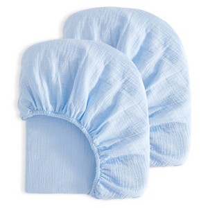 2 Pack Cotton Crib Sheets, Double-Layer Soft Fitted Sheets for Crib & Toddler Mattresses - NTBAY - 1 of 4