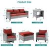 Sonkuki 8-Piece Patio Conversation Set with Swivel Rocking Chair and Side Table, Navy Blue Cushion - 3 of 4