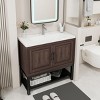 Bathroom Vanity With Ceramic Sink And Hot And Cold Faucet,Freestanding Bathroom Storage Cabinet With 2 Doors And Open Iron Shelf-Maison Boucle - 3 of 4
