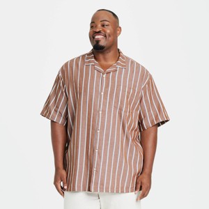 Men's Short Sleeve Striped Camp Button-Down Shirt - Goodfellow & Co™ - 1 of 3