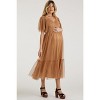 Pinkblush Camel Dotted Tulle Smocked Maternity Midi Dress - 2 of 3