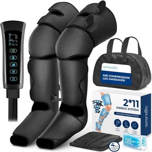 SereneLife Air Compression Foot, Leg, and Calf Massager - Thigh, Calf, and Foot Inflation with Heat & Vibration, Adjustable Wraps (Gray) - 1 of 4