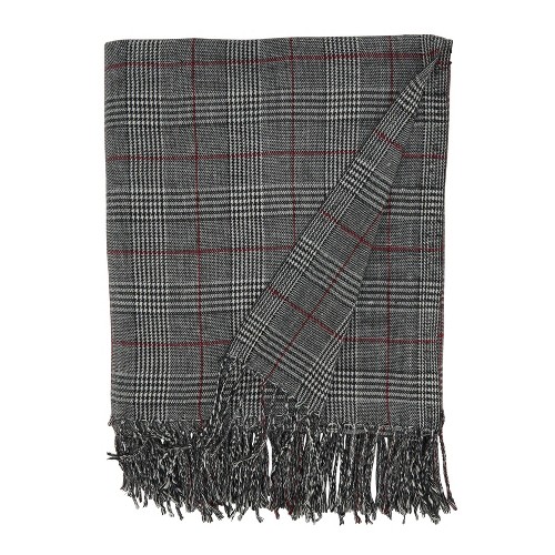 50"x60" Traditional Plaid Throw Blanket Gray - Saro Lifestyle