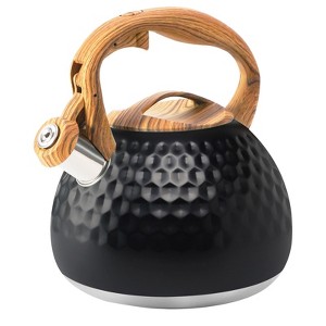 Itopfox Stainless Steel Whistling Tea Kettle with Wood Handle for Stovetop, 3.2 Qt Capacity, Suitable for Gas & Electric Cooktops, Black - 1 of 4
