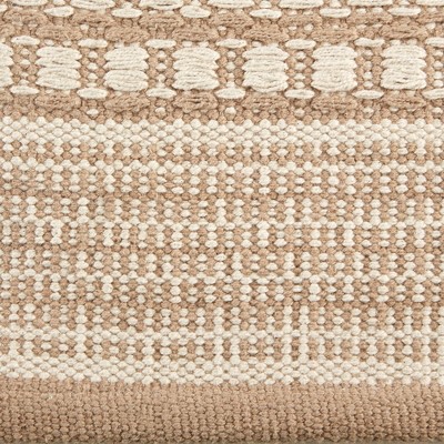 Handmade Beige Cotton Stripe Rectangular Rug 2x3 ft