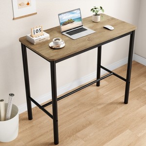 GlasFlength Desks, Modern Industrial Bar Table, Bar Height, Suitable for Pub, Dining Room, Living Room, Bedroom, White, 47.2"*23.6"*41.3" - 1 of 4
