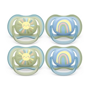 Avent Philips Ultra Air Pacifier 0-6 Months - Smiling Sun/Blue Rainbow - 4pk - 1 of 4