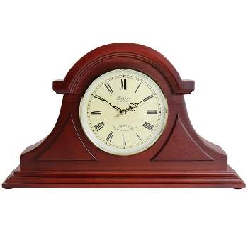 Bedford Clock Collection Redwood Tambour Mantel Clock with Chimes