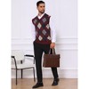 INSPIRE CHIC Men's Casual Sleeveless V-Neck Plaid Argyle Knit Sweater Vest - 2 of 4