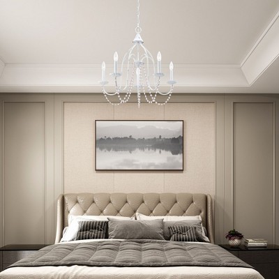 Elegant Antique White 5-Light Crystal Chandelier