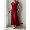 Women's 2 Piece Summer Outfits Dressy Casual Knit Short Sleeve Crop Top High Waist Midi Skirt Set - 4 of 4