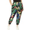 Agnes Orinda Women's Plus Size Adjustable Elastic Waist Tropical Pockets Harem Jogger Pants - 3 of 4