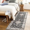 Washable Indoor Vintage Floral Print Living Room Bedroom Area Rugs, Low Pile Non Slip Floor Carpet for Dining Room Home - 2 of 4