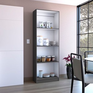 VYNXARIA Vinton Bookcase - Spacious Tier-Shelving Design in Matt Gray/White - 1 of 4