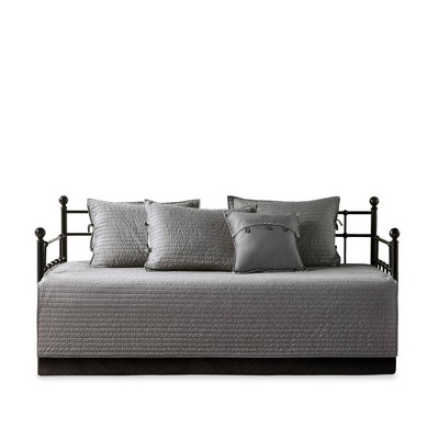 Gray Microfiber Reversible Plaid Daybed Cover Set