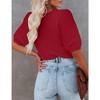 Womens Short Sleeve Lightweight Sweaters Crewneck Knit Pullover Tops with Crochet Sleeve Casual Crochet Blouse Shirt for Spring, Summer - 2 of 4