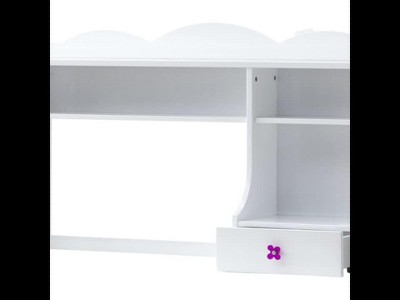 Meyer White Wood Desk Hutch with Storage Drawer