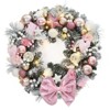 24 Inch Artificial Wreath with Pink Bow, Frosted Pine Needles Christmas Decorations, Holiday Wreaths for Front Door, Window, Wall - 2 of 4