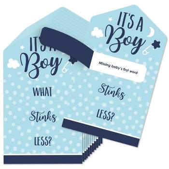 Big Dot of Happiness Baby Boy - Blue Baby Shower Game Pickle Cards - Conversation Starters Pull Tabs - Set of 12
