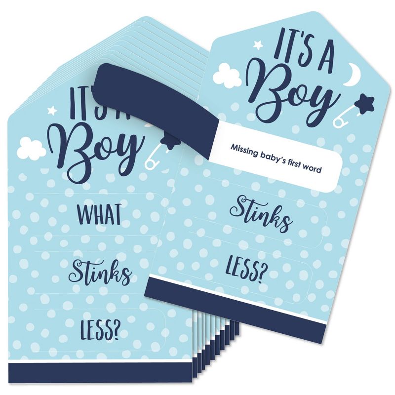 Big Dot of Happiness Baby Boy - Blue Baby Shower Game Pickle Cards - Conversation Starters Pull Tabs - Set of 12, 1 of 6