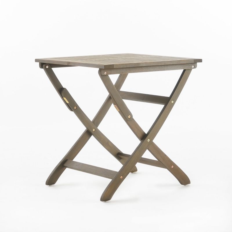 Positano Acacia Wood Foldable Square Bistro Table - Gray Christopher Knight Home, 1 of 7