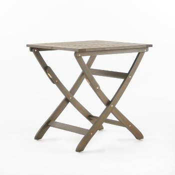 Positano Acacia Wood Foldable Square Bistro Table - Gray Christopher Knight Home