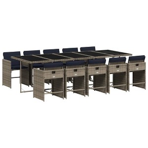 vidaXL Patio Dining Set of 10 Gray PE Rattan Large Collapsible - 1 of 4