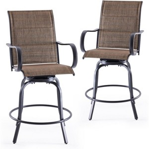 VisioGear Patio Counter and Bar Stools, 2 Pieces Bar Stools, Height Top Patio Barstools 360° Swivel, Brown, 25.2"*25.2"*48.6" - 1 of 4