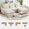 Modern Upholstered Cloud Deep Seat Couch  4-Seats Chenille L Shaped Sectional Sofa with Movable Ottoman for Living Room-The Pop Home - 2 of 4
