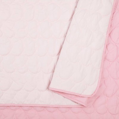 Helaine Twin Pink Heart Quilted Kids Bedding Set