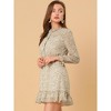 INSPIRE CHIC Women's Ruffle Neck Elastic Waist Button Front Puff Sleeve Floral Dress - 4 of 4