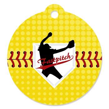 Big Dot of Happiness Grand Slam - Fastpitch Softball - Birthday Party or Baby Shower Favor Gift Tags (Set of 20)