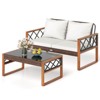 Costway 2 Pieces Patio PE Wicker Furniture Set Outdoor Acacia Wood Loveseat for Porch - 2 of 4