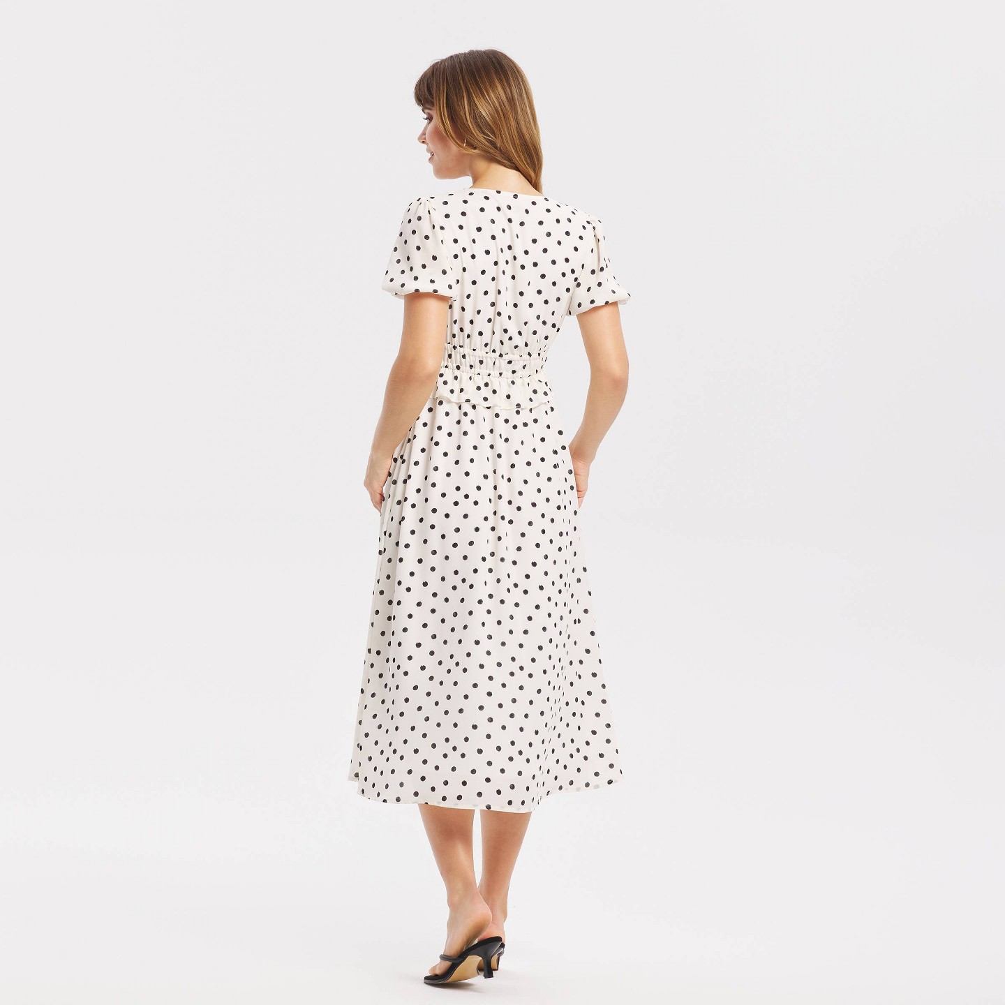 Женское платье A New Day Women's Short Sleeve Drawstring Waist Midi, цвет: Кремовый — фото 2