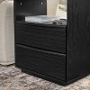 Vynxaria Mid Century Modern Nightstand with Charging Station & Outlet Hole, Louver Design  End Table for Living Room Reception Room Dorm, Black - 2 of 3