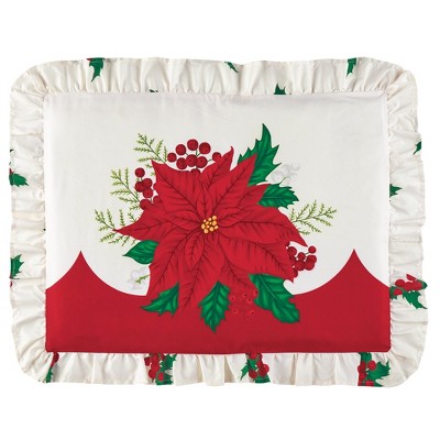 Collections Etc Christmas Bouquet Ruffle Edge Pillow Sham Gender Neutral Red