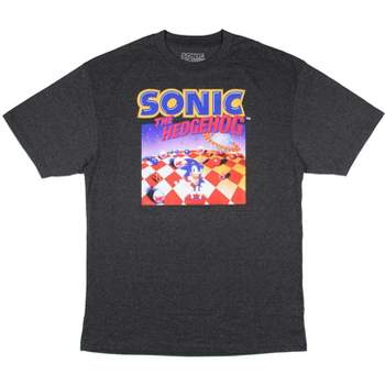 Sonic The Hedgehog Mens' Checkerboard Rings And Stars Big & Tall T-Shirt
