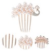 Unique Bargains Women's Reusable Pearls Side Comb Gold 1 Pc - 3 of 4