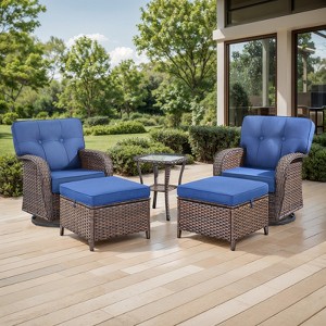 Belord 5 Pieces Small Patio Furniture Set with Patio Swivel Gliding Rocker Chairs, Weather Resistant Outdoor Conversation Set with Wide Back Rocker - 1 of 4