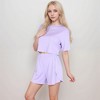 Anna-Kaci Lounge Women's Ribbed Pajama Set with Cropped Short Sleeve Top Crew Neckline and Elastic Waist Lounge Shorts - 2 of 4