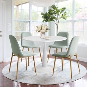 5 piece Small Dining Table Set For 4 Round Dining Room Set With 4 Upholstered Chairs Oak Legs For Apartment Indoor Furniture Maison Boucle Target