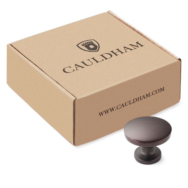 Cauldham Solid Round Kitchen Cabinet Knobs Pulls (1-1/8" Diameter) - Dresser Drawer/Door Hardware - Style R126 - Oil Rubbed Bronze, 4 of 6