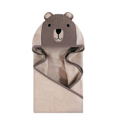 Hudson Baby Infant Cotton Animal Face Hooded Towel, Modern Bear, One Size